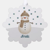 Niedlicher Snowman Snowflakes Name Weihnachten Ornament Karte (Rückseite)