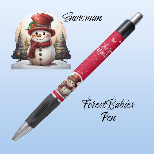 Niedlicher Snowman Top Hat es Schnee Red Charakter Kugelschreiber