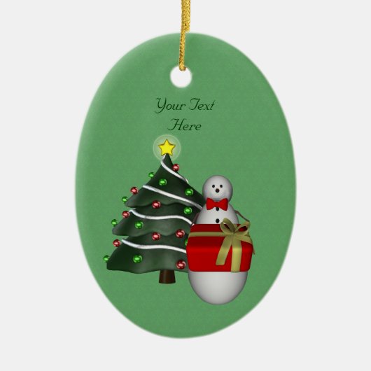 Niedlicher Snowman Tree Urlaub individuell anpassb Keramik Ornament (Vorne)