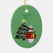 Niedlicher Snowman Tree Urlaub individuell anpassb Keramik Ornament (Hinten)