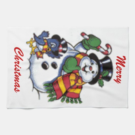 Niedlicher Snowman und Drossel Küchentuch (Horizontal)