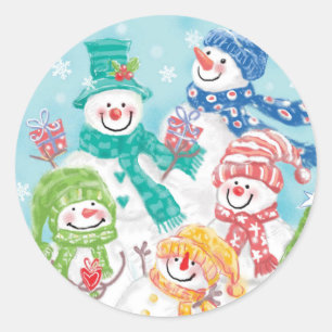 Niedlicher Snowman-Weihnachtsaufkleber Runder Aufkleber