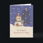 Niedlicher Snowman-Weihnachtsenkel u. -familie Feiertagskarte<br><div class="desc">Karte</div>