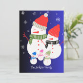 Niedlicher Snowman-Weihnachtsfeiertag Feiertagskarte (Stehend Vorderseite)