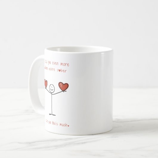 Niedlicher Sobriety Stickman, Funny Sober Valentin Kaffeetasse (Vorderseite Links)
