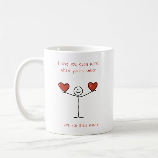 Niedlicher Sobriety Stickman, Funny Sober Valentin Kaffeetasse (Links)