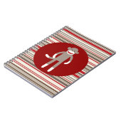 Niedlicher Sockenaffe auf roten, roten, braunen St Notizblock (Linke Seite)