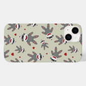 Niedlicher Sockenaffe mit Herzmuster auf Tan Case-Mate iPhone Hülle (Rückseite (Horizontal))