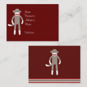 Niedlicher Socketaffe auf Rot mit Streifen Visitenkarte (Vorne/Hinten)