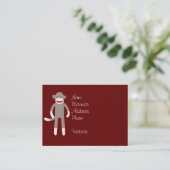 Niedlicher Socketaffe auf Rot mit Streifen Visitenkarte (Stehend Vorderseite)