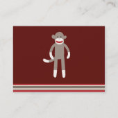 Niedlicher Socketaffe auf Rot mit Streifen Visitenkarte (Rückseite)