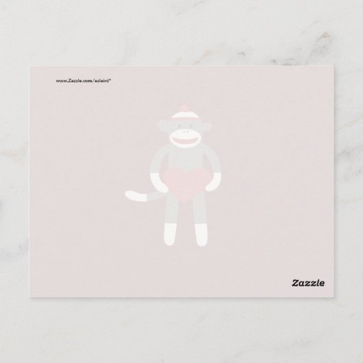 Niedlicher Socketaffe mit Hut und Herz Postkarte (Rückseite)