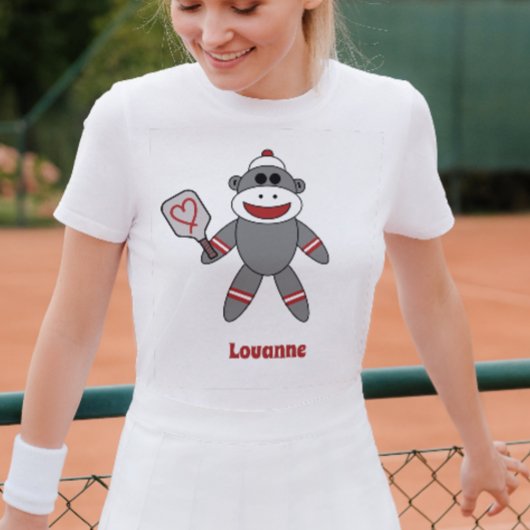 Niedlicher Socketaffe mit Pickleball-Paddelname T-Shirt