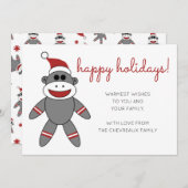 Niedlicher Socketaffe mit Weihnachtsfeiertagen in Einladung (Vorne/Hinten)
