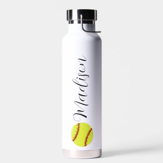 Niedlicher Softball-Personalisierter Name Trinkflasche (Links)
