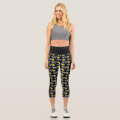 Niedlicher Softball-Sportdruck schwarz, kundenhohe Capri Leggings (Vorderseite)