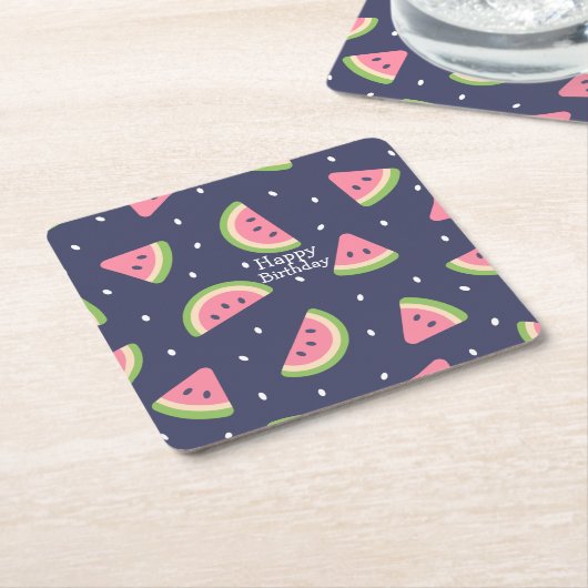 Niedlicher Sommer Blaue Wasserfarbe Wassermelone Rechteckiger Pappuntersetzer (angewinkelt)