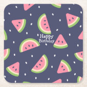 Niedlicher Sommer Blaue Wasserfarbe Wassermelone Rechteckiger Pappuntersetzer (Vorderseite)