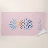 Niedlicher Sommer Blush Plink Tropische Ananas Strandtuch (Vorderseite)
