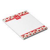 Niedlicher Sommer Erdbeeren Monogram Notepad Notizblock (angewinkelt)