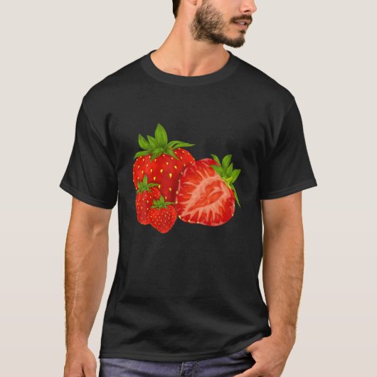 Niedlicher Sommer Erdbeeren Muster Frucht T-Shirt (Vorderseite)