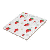 Niedlicher Sommer Erdbeeren und Blüten Fliese (Seite)