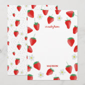 Niedlicher Sommer Erdbeeren und Blüten Mitteilungskarte (Vorne/Hinten)