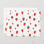 Niedlicher Sommer Erdbeeren und Blüten Postkarte (Vorne/Hinten)