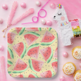 Niedlicher Sommer Kawaii Watercolor Pappteller