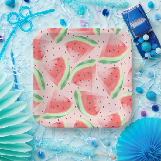 Niedlicher Sommer Kawaii Watercolor Pappteller (Party)