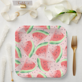 Niedlicher Sommer Kawaii Watercolor Pappteller