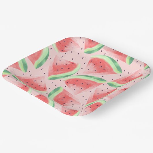 Niedlicher Sommer Kawaii Watercolor Pappteller (Gewinkelt)