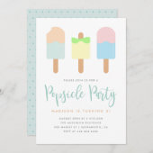 Niedlicher Sommer Pastel Popsim Party Kinder Gebur Einladung (Vorne/Hinten)