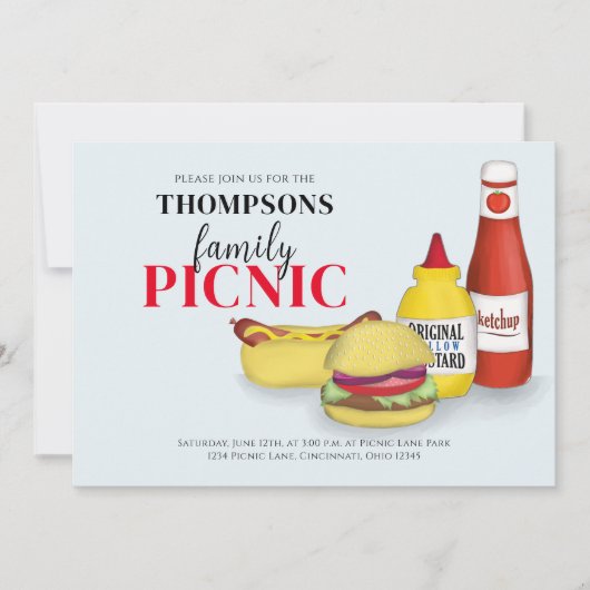 Niedlicher Sommer Picnic GRILLEN Fun Whimsical QR  Einladung (Vorderseite)