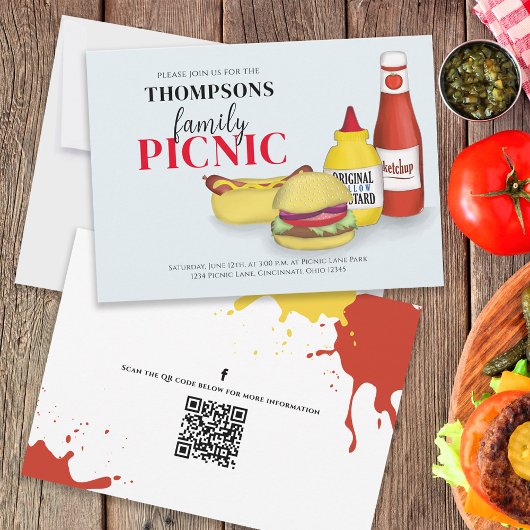 Niedlicher Sommer Picnic GRILLEN Spaß QR Code Soci Einladung