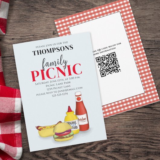 Niedlicher Sommer Picnic Trendy Cookout QR Code Einladung