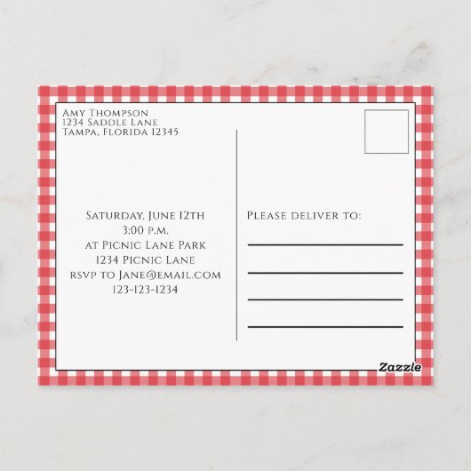 Niedlicher Sommer Picnic Trendy Cookout Whimsical Postkarte (Rückseite)