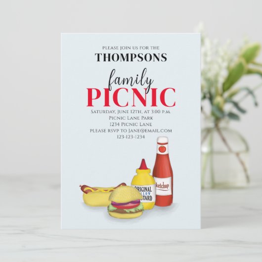 Niedlicher Sommer Picnic Trendy QR Code Social Med Einladung (Stehend Vorderseite)