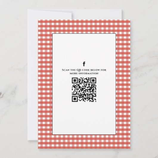 Niedlicher Sommer Picnic Trendy QR Code Social Med Einladung (Rückseite)
