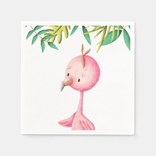 Niedlicher Sommer Pink Flamingo Tropical Baby Dusc Serviette (Vorderseite)