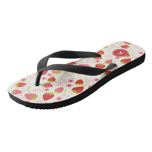 Niedlicher Sommer Pink Strawberry Muster Flip Flop Badesandalen (Schrägansicht)