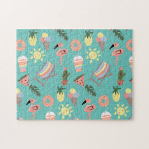 Niedlicher Sommer Thema tropische Flamingo Strand Puzzle