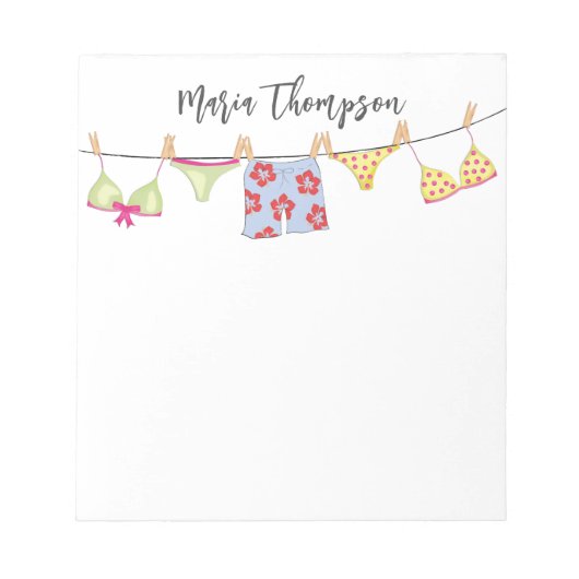Niedlicher Sommer Whimsical Swimsuits Funny Notizblock (Vorderseite)