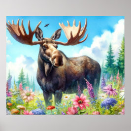 Niedlicher Sommeranzug mit Wildblumen Poster