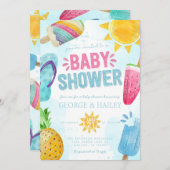 Niedlicher Sommerbestand Bereit zum Pop Kinderdusc Einladung (Vorne/Hinten)