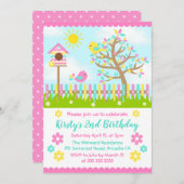 Niedlicher Sommergarten und Vögel zum Geburtstag Einladung (Vorne/Hinten)