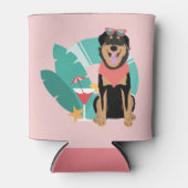 Niedlicher Sommerhund mit Sonnenbrille Dosenkühler (Vorderseite)