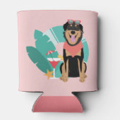 Niedlicher Sommerhund mit Sonnenbrille Dosenkühler (Rückseite)