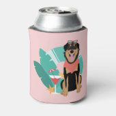 Niedlicher Sommerhund mit Sonnenbrille Dosenkühler (Kanne Rückseite)