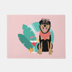 Niedlicher Sommerhund mit Sonnenbrille Fußmatte